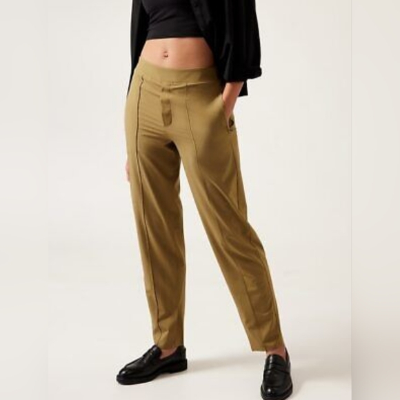 ATHLETA Brooklyn Heights Vienna Slim Pant Tapered Leg Sz 4 Tapestry Gold Womens - Picture 1 of 11